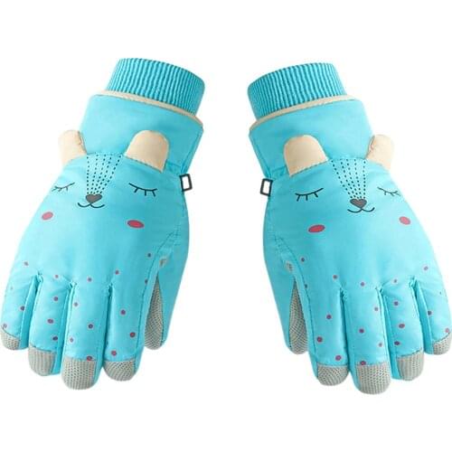 Kids Ski Gloves Plus Velvet Warm Children Snow Mittens Winter Non-slip Boy GirlS Mittens Waterproof Children Gloves for 6-12Y