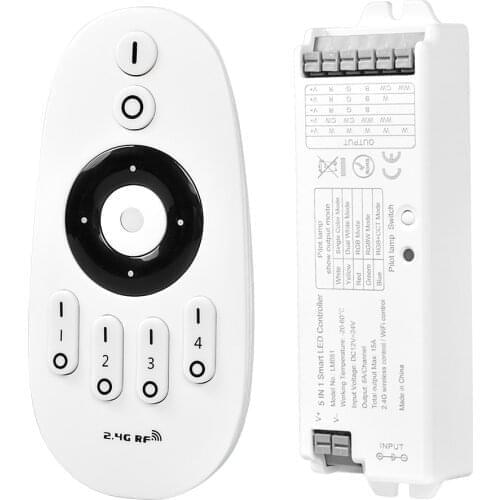 LED Dimmer 12V-24V PWM Wireless RF LED Dimmer Switch with 2.4G Remote for Single Color LED Strip Light