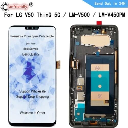 AMOLED LCD For LG V50 ThinQ 5G LM-V500 V500N V500EM V500XM V450PM V450 Display Touch Panel Screen Digitizer With Frame Assembly