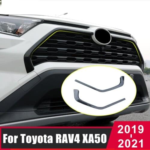 For Toyota RAV4 RAV 4 2019 2020 2021 XA50 ABS Car Front Bumper Air Grilles LOGO Frame Decoration Trim Sticker Cover Accessories