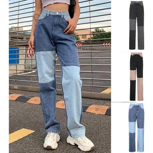 Straight Jeans High Waist Loose Pants Womens 2021 New E-Girl Vintage Fashion Slim Denim Streetwear Ladies Trousers