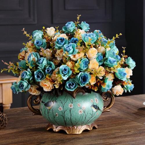 European Palace Gold Flower Vase Centerpiece Ornaments Home Furnishing Decoration Crafts Livingroom Dining Room Retro Vase