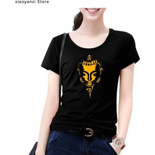 Tops Tees summer short sleeve casual Buddha Tshirt women Comfortable Buddhism religious belief t shirt homme