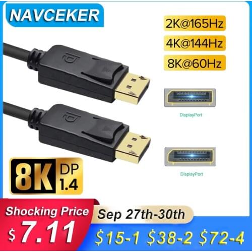 Displayport 1.4 Cable 1.4V Video Audio DP 1.4 To DP 1.4 Cable Male To Male 4K 60Hz Adapter Cable For HDTV Projector Display port