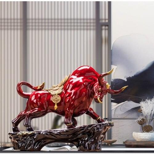 Chinese Lucky Cow Ceramic Furnishing Articles Family Home The Office Sitting Room Decorations Desk Decor Animal