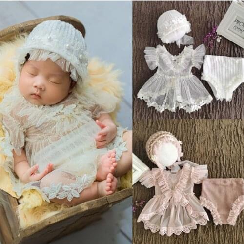 KLV 3Pcs/Set Baby Photography Props Costume Baby Top+Shorts+Hat Set Infants Newborns Photo Shooting Outfits