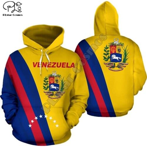 Men Women Venezuela Full print 3D Hoodies Funny country flag Sweatshirt Fashion Hooded Long Sleeve zipper unisex Pullover