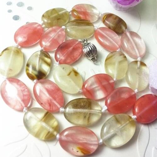 Beautiful watermelon tourmaline oval multicolor 13x18mm stone diy women chain necklace jewelry making 18inch MY3313