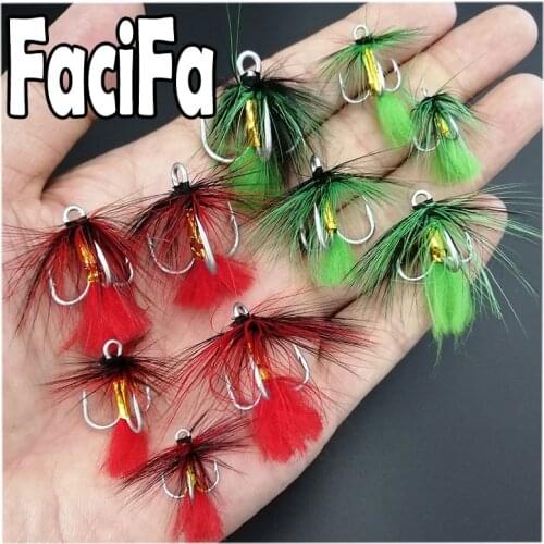 10pcs Feather Treble Hook Strong Treble Fishing Hook Silvery Saltwater Hook Size 2 4 6 8 10