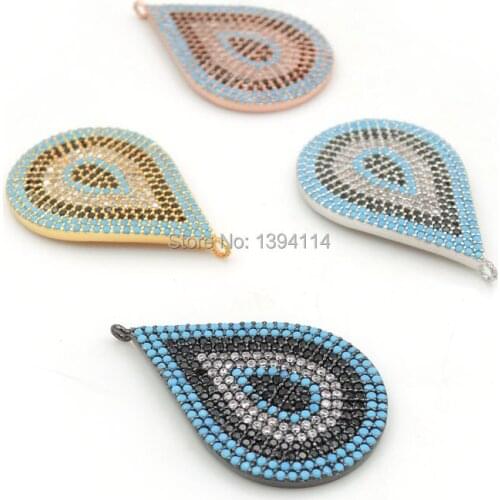 28*18*2mm Micro Pave Kallaite&Black&Clear CZ Drop Charms Fit For Making DIY Bracelets Or Necklaces Jewelry