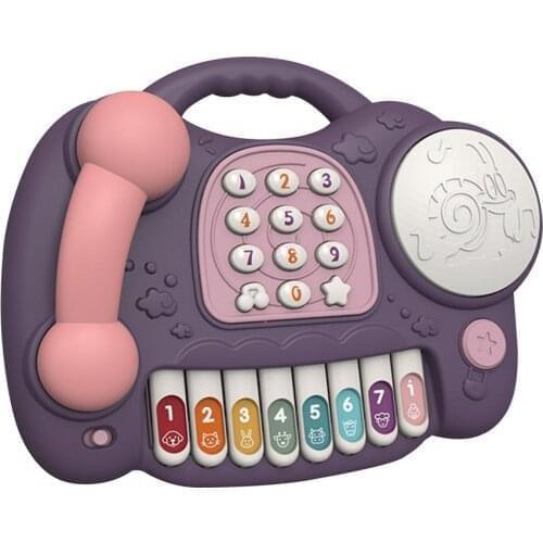 Multifunction Musical Telephone Toy For Baby Educational Piano Keyboard Toy Hand Drum Retro Simulation Phone Toy