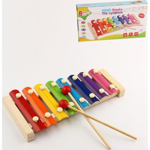 Montessori Childrens Early Educational Toy Wooden Eight-Notes Frame Style Xylophone Kids Musical Funny Toys As Gift