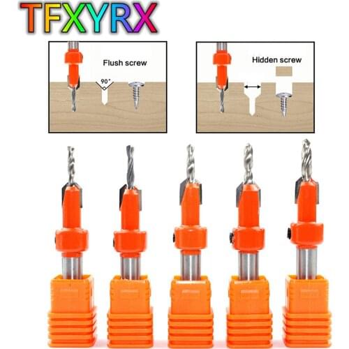 5pcs 8mm Shank HSS Woodwork Countersink Drill Bit Set Screw Extractor Remon Demolition for Wood Drilling Tool Accessory