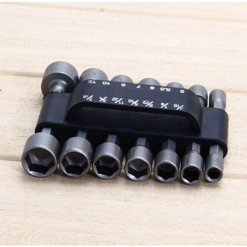 Nut Driver Drill Bit Set Metric Socket Wrench Screw Shank Anti-slip Handles