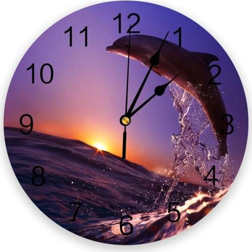 Dolphin 3D Wall Clock Modern Design Brief Living Room Decoration Kitchen Clock Art Wall Watch Home Decor