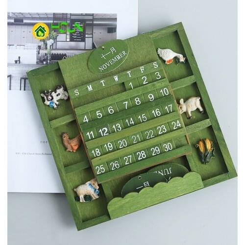 Desktop Calendar Perpetual Display Wooden Letters Cute Animal DIY Date Month Home House School Office Wall Decoration