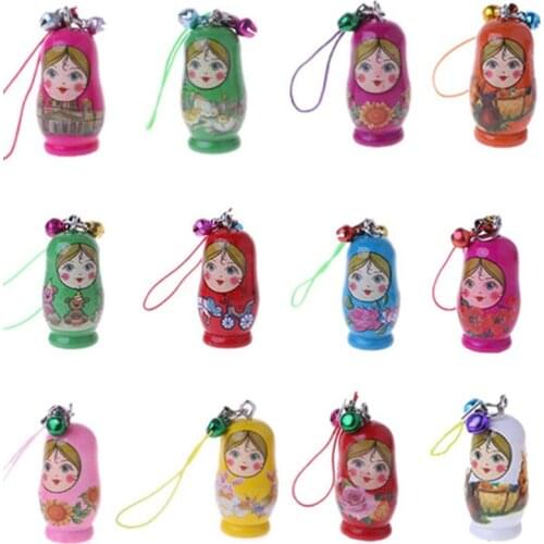New Cute Russian Nesting Dolls Matryoshka Doll Keychain Phone Hanger Bag Gifts C5AA