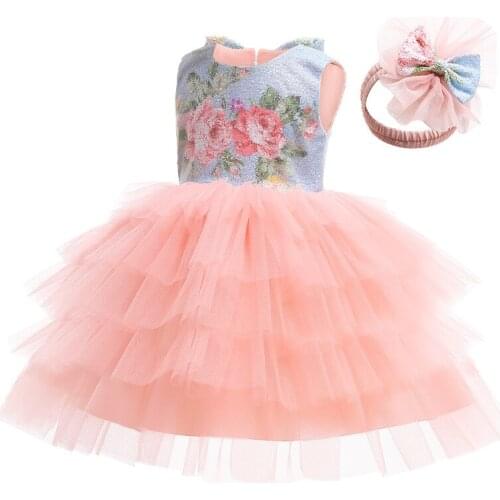 Newborn Infant Baby Clothes 2021 New Sequins Layered Tulle Dress for Girls 1st Birthday Baptism Gown Princess Dress Kids Vestido