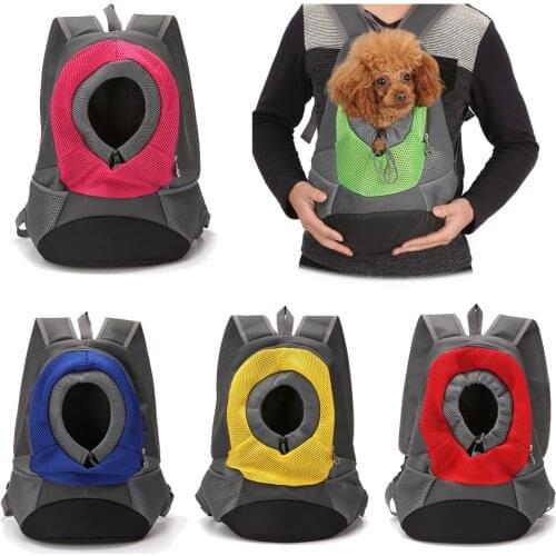 Portable Dog Cat Carrier Hiking Camping Puppy Pet Backpack Front Pack Head Out Design Travel Double-Shoulder Chest Bag
