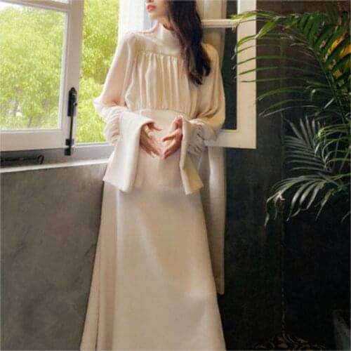 Solid Elegant Dress Women Spring Patchwork Party Midi Dress Female Office Lady Casual French Korean One-piece Dress Women 2021