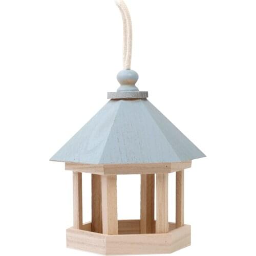 Natural Wooden Bird Feeder Outdoor Hanging Bird House Hanging Bird Cage Parrot Birdhouse Rest Place For Home Garden Balcony