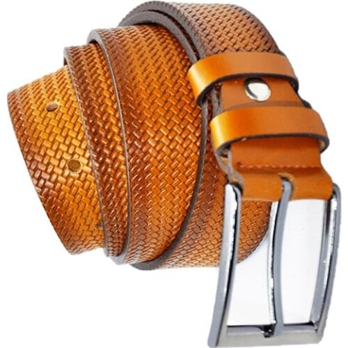 Genuine Soft Leather Handmade Man Belt High Quality Calfskin For Pants Metal Buckle For Casual Gift For Valentines Day