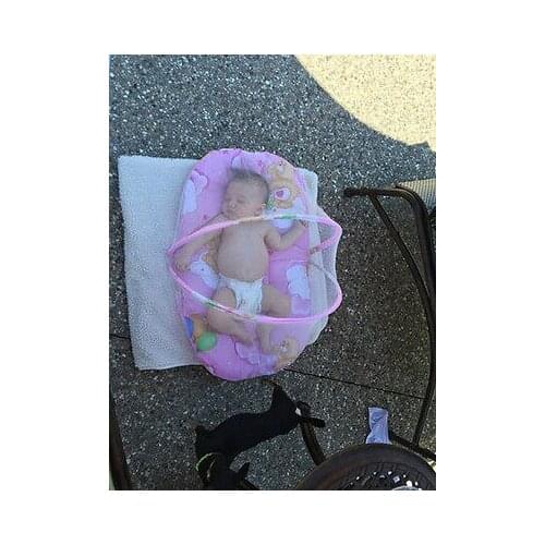 Pink/Blue Baby Cartoon Foldable Crib Tent Bed Mosquito Crib Netting Net Warm Cotton Blends Mattress Pillow