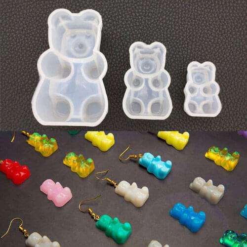 DIY Crystal Epoxy Gummy Bear Mold Mirror Making Pendant 3 Pendants Pendant Table