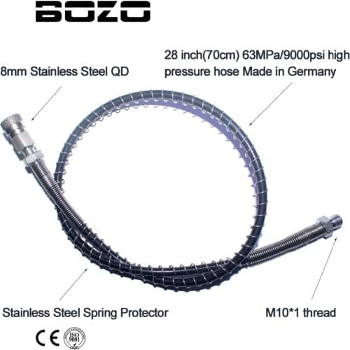 Paintball Airsoft shooting 63Mpa/9000PSI hose 8mm Quick Connector for PCP Hand Pump M10*1