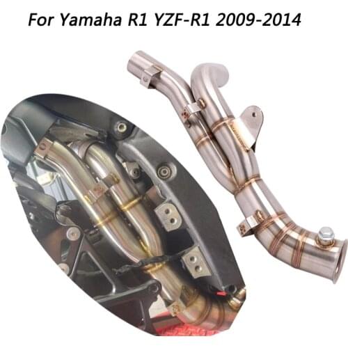 Mid Pipe for Yamaha R1 YZF-R1 2009-2014 Motorcycle Exhaust Pipe Delete Original Cat Replace Slip On Under Seat Exhaust Location