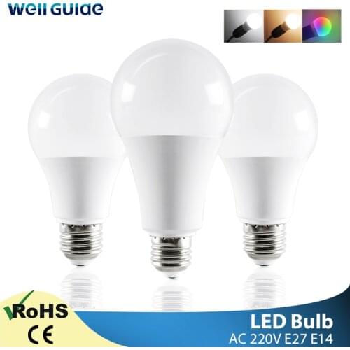 LED Bulb E14 E27 LED Lamps Light 3W 6W 9W 12W 15W 18W 20W AC 220V 230V 240V White lampara Aluminum Table Lamps light Bombillas