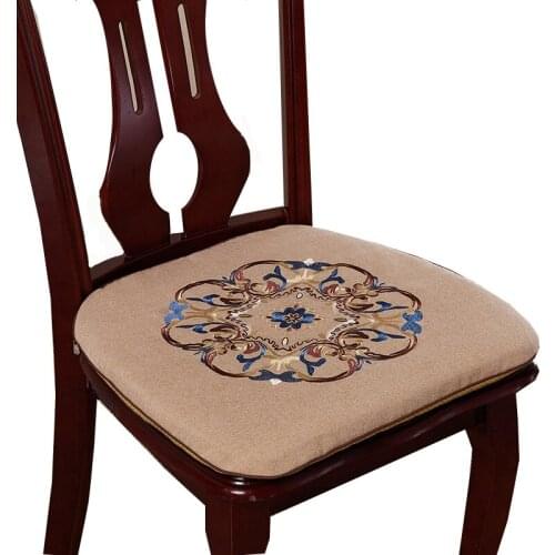 Classic Patchwork Lace Dining Chair Seat Cushion Chinese Ethnic Anti-slip Seat Pads Linen Home Replaceable Cushions Seats