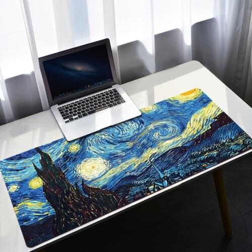 Van Gogh Mouse Carpet Mouse Pad Kawai Gaming Keyboard Large Gamer Rubber Mat Desk Mats Full Pc Table Pads Illustration Deskpad
