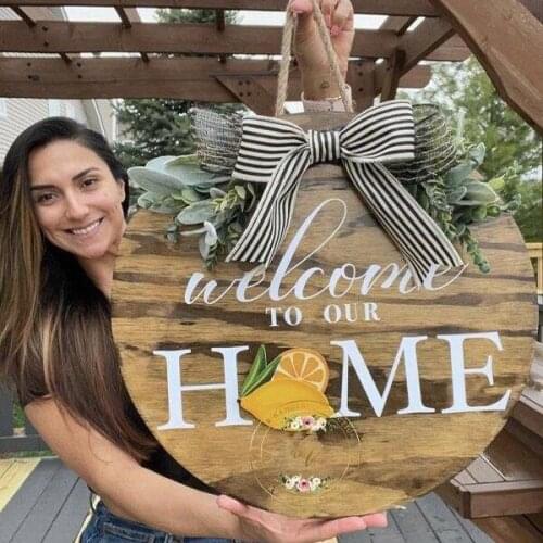 Interchangeable Door Hanging Wreath Wall Hanging Decor Wooden Door Hanger Round Outdoor Hanging Vertical Sign Home Decoration