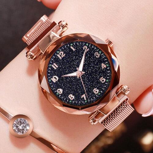 2019 New Luminous Starry Sky Women Watch Fashion Elegant Magnet Buckle Rose Gold Ladies Watch Luxury Women Watches Reloj Mujer
