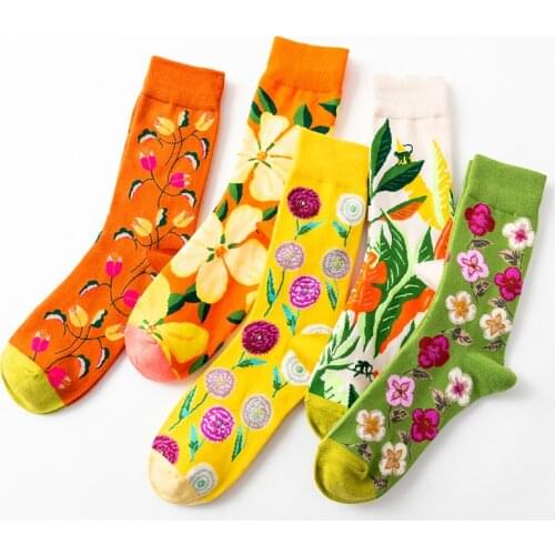 Harajuku Funny Socks Women Cartoon Dog Octopus Flower Plant Kawaii Funny Casual Female Cotton Sock Hosiery Streetwear Crew Sukka