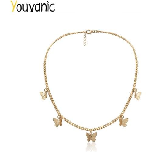 Youvanic Cute Butterfly Women Choker Necklace Gold Color Chain Statement Collar Female Chocker Best Quality Shining Jewelry Gift
