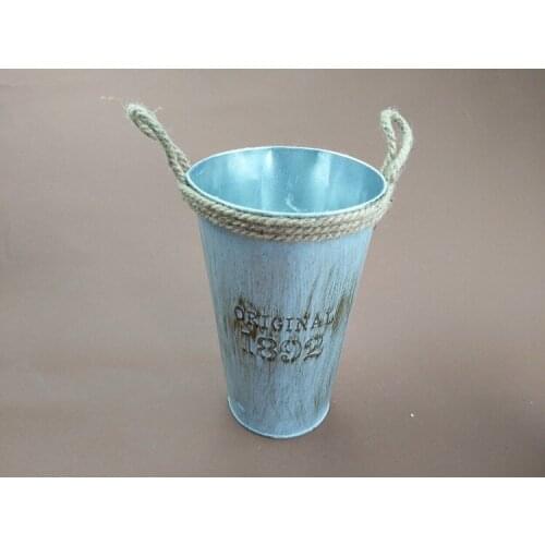 1PC New Flower Barrels Basket Vases Tin Pots Vintage Artificial Pastoral Style Metal Craft for Storage Home Garden Decor MK 008