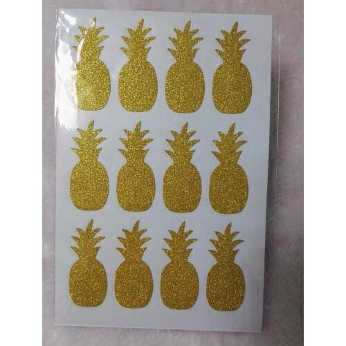 3.8x1.6cm Pineapple gold glitter sticker
