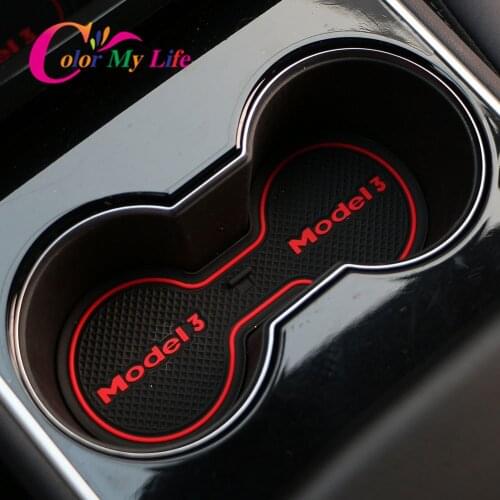 3D Rubber Mat Non-slip Interior Cup Pad Door Groove Mat for Tesla Model3 Model 3 2016-2020 Car Door Mat Auto Accessories Styling