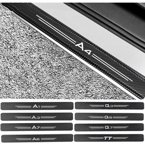 4pcs carbon fiber Door Sills Guards sticker for audi A1 A3 A4 A5 A6 A7 A8 Q1 Q3 Q5 Q7 TT B5 B6 B7 B8 B9 8P 8V 8L C6 C5 C7 4F