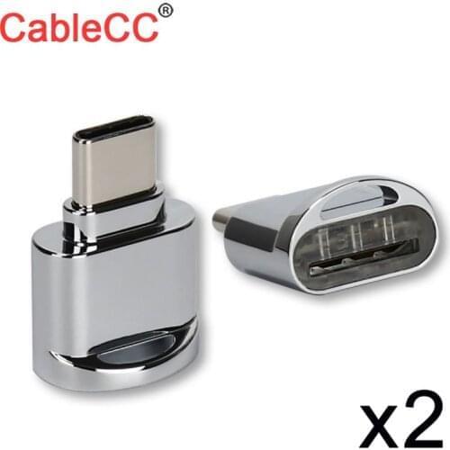2pcs CableCC USB-C USB 2.0 Type C to Micro SD SDXC TF Card Reader Adapter for Laptop & Cell Phone