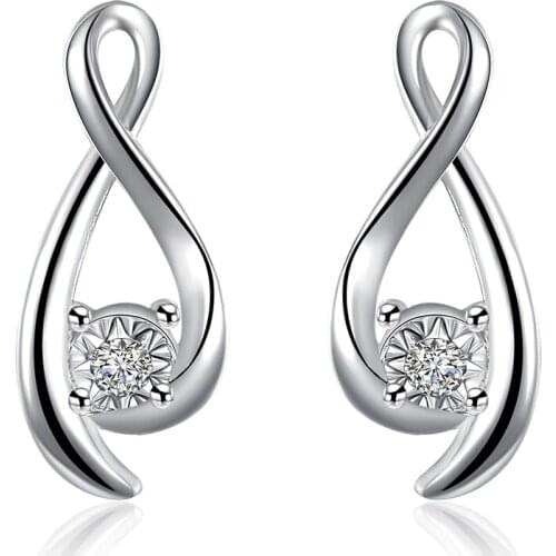 Free shipping fashion trend stud earrings simple womens earrings shine zircon letters earrings