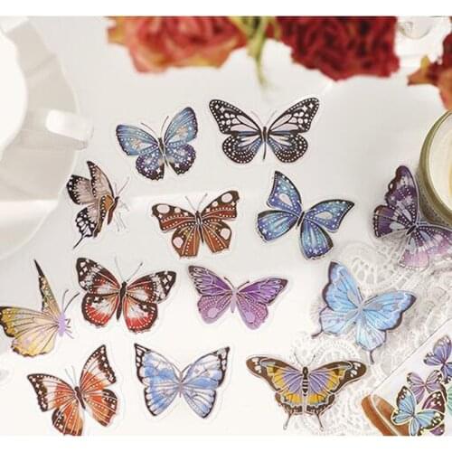 30 pcs /Pack Bronzing Sticker Summer Butterfly Garden Picnic Series Hand Account Computer Decoration Stickers