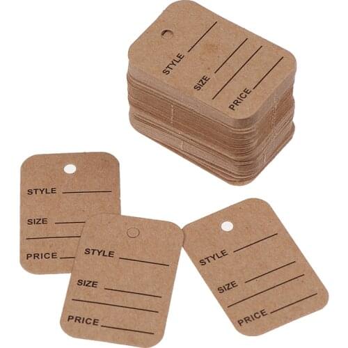 100 pcs Paper Tags Kraft Paper Tag Head Label Festival Note DIY Blank Price Hang Tag Birthday Wedding Party Paper Cards Gift Tag