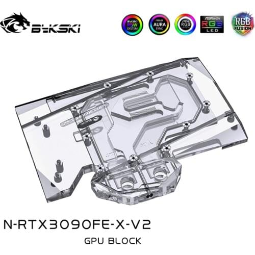 Bykski GPU Water Block Only For NVIDIA Founders Edition RTX 3090 Graphics Card,VGA cooler,N-RTX3090FE-X-V2computer components