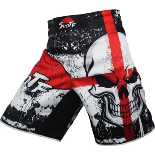 MMA black boxing skull motion picture cotton loose size training kickboxing shorts muay thai shorts cheap mma shorts boxeo
