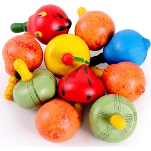 Fruit Gyro Wooden Toys For Children Wooden Gyro Small Little Hand Rotation Wooden Toy Spinning Tops For Baby Kids Toy