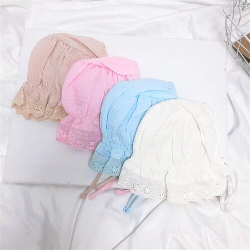 Newborn Infant Christening Bonnet Beach Bucket Hat Baby Girl Sun Summer Cap Lace Visor Baby Palace Cap Court Retro Style