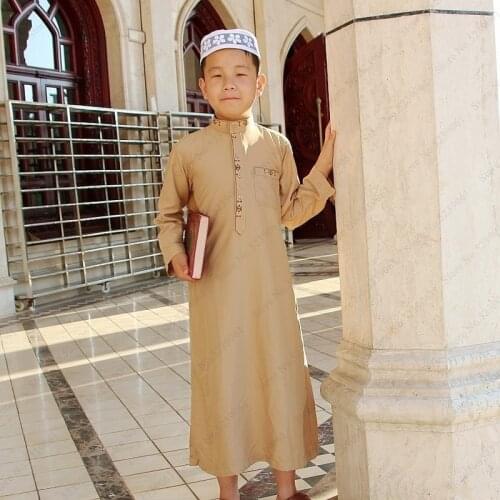 Kids Jubba Thobe Muslim Robe Long Dress Islamic Clothing Kaftan Arab Abaya Eid Prayer Children Robes Boy Gown Arab Kurta Clothes